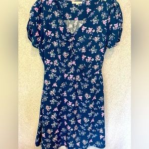 Copper Key Juniors Blue Floral Short Sleeve Dress Size M